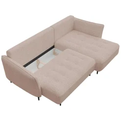 Divano letto angolare destro 3 posti 276x158cm tessuto rosa Angle