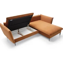 Divano letto angolare destro 3 posti 258x167cm tessuto arancio Lushify