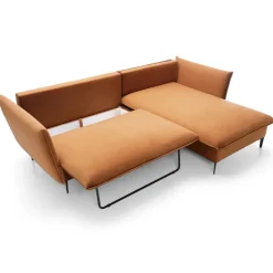 Divano letto angolare destro 3 posti 258x167cm tessuto arancio Lushify