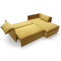 Divano letto angolare destro 3 posti 230x166cm tessuto giallo senape Easeful