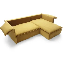 Divano letto angolare destro 3 posti 230x166cm tessuto giallo senape Easeful