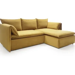 Divano letto angolare destro 3 posti 230x166cm tessuto giallo senape Easeful