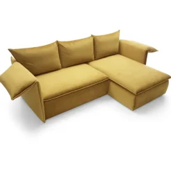 Divano letto angolare destro 3 posti 230x166cm tessuto giallo senape Easeful