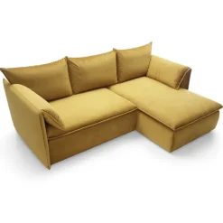 Divano letto angolare destro 3 posti 230x166cm tessuto giallo senape Easeful