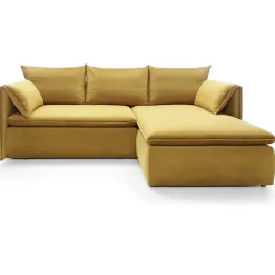 Divano letto angolare destro 3 posti 230x166cm tessuto giallo senape Easeful