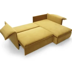 Divano letto angolare destro 3 posti 230x166cm tessuto giallo senape Easeful