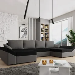 Divano letto angolare 5 posti 321cm grigio nero Appia