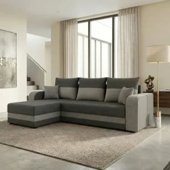 Divano letto angolare 3 posti 237x139cm reversibile grigio Ponza