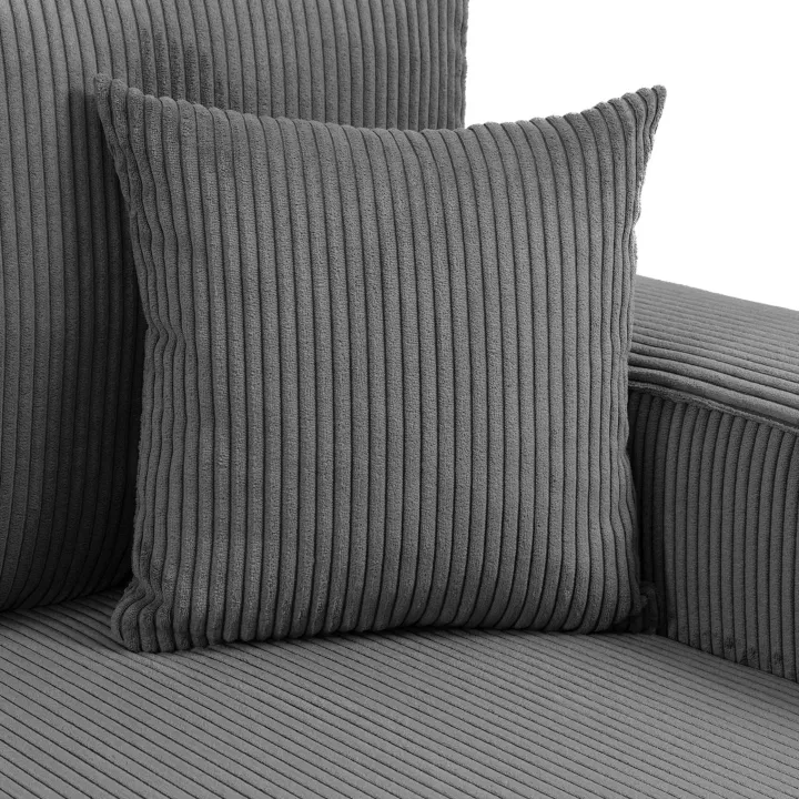 Divano letto angolare 5 posti 312x145cm con contenitore a coste antracite Slurp
