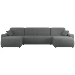 Divano letto angolare 5 posti 312x145cm con contenitore a coste antracite Slurp