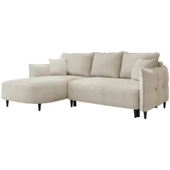 Divano letto angolare 3 posti 244x165cm tessuto beige Lollypop