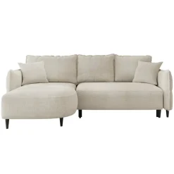 Divano letto angolare 3 posti 244x165cm tessuto beige Lollypop