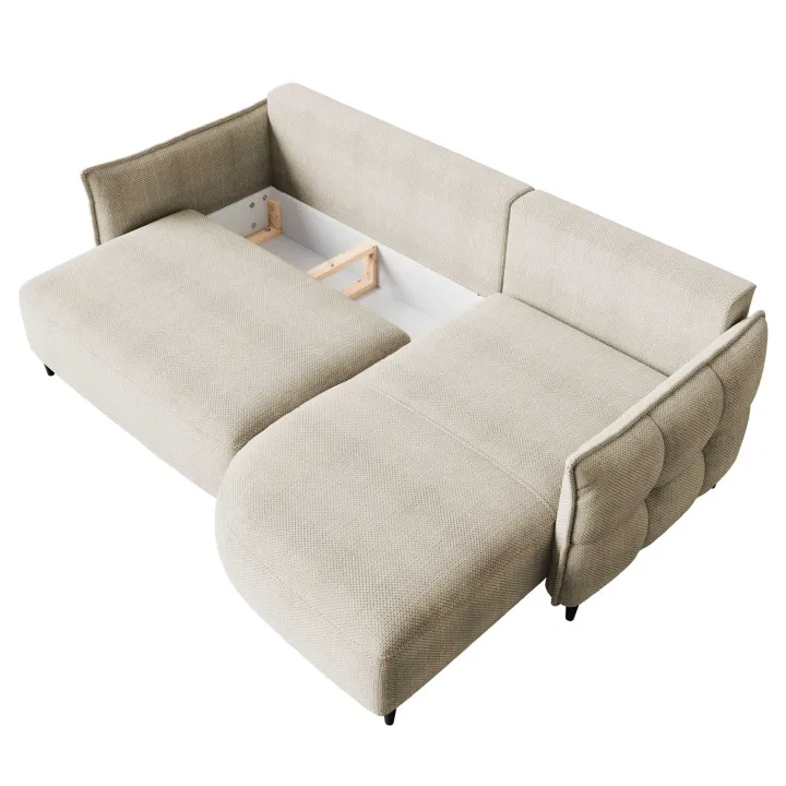 Divano letto angolare 3 posti 244x165cm tessuto beige Lollypop