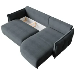 Divano letto angolare 3 posti 244x165cm tessuto grigio scuro Lollypop