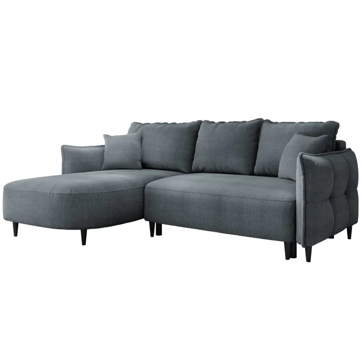 Divano letto angolare 3 posti 244x165cm tessuto grigio scuro Lollypop