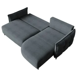 Divano letto angolare 3 posti 244x165cm tessuto grigio scuro Lollypop