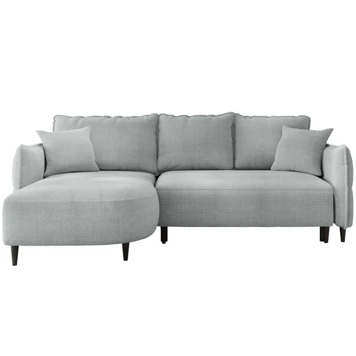 Divano letto angolare 3 posti 244x165cm tessuto grigio Lollypop