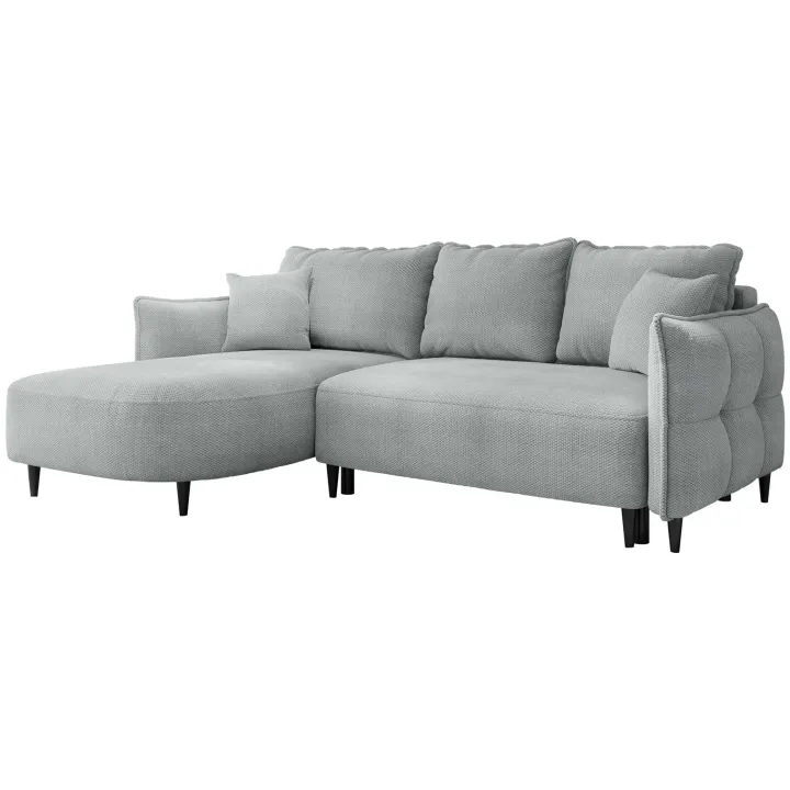 Divano letto angolare 3 posti 244x165cm tessuto grigio Lollypop