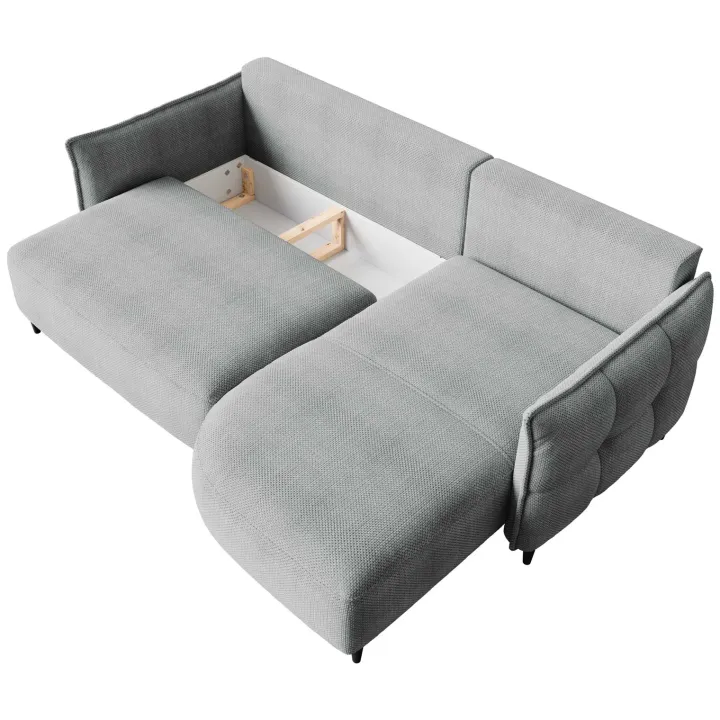 Divano letto angolare 3 posti 244x165cm tessuto grigio Lollypop