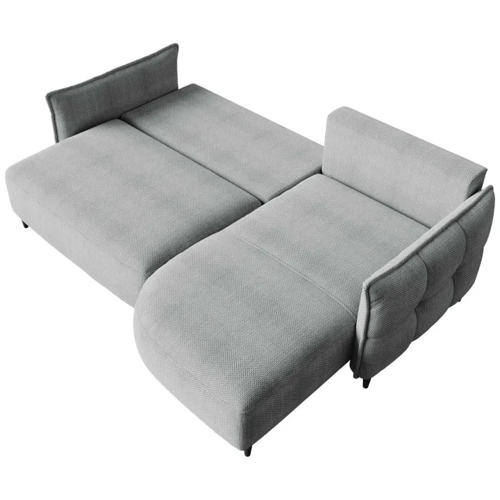 Divano letto angolare 3 posti 244x165cm tessuto grigio Lollypop