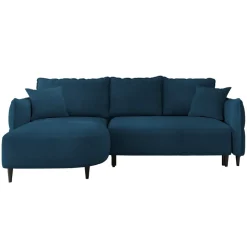 Divano letto angolare 3 posti 244x165cm tessuto blu Lollypop