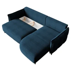 Divano letto angolare 3 posti 244x165cm tessuto blu Lollypop