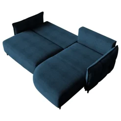 Divano letto angolare 3 posti 244x165cm tessuto blu Lollypop