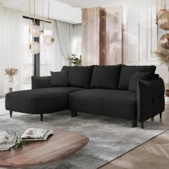 Divano letto angolare 3 posti 244x165cm tessuto grigio antracite Lollypop