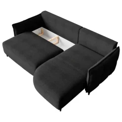 Divano letto angolare 3 posti 244x165cm tessuto grigio antracite Lollypop