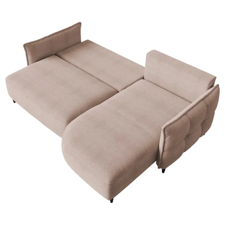 Divano letto angolare 3 posti 244x165cm tessuto rosa Lollypop