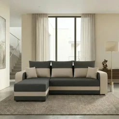 Divano letto angolare 3 posti 237x139cm reversibile grigio beige Ponza