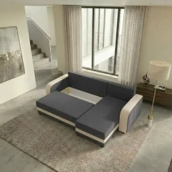 Divano letto angolare 3 posti 237x139cm reversibile grigio beige Ponza