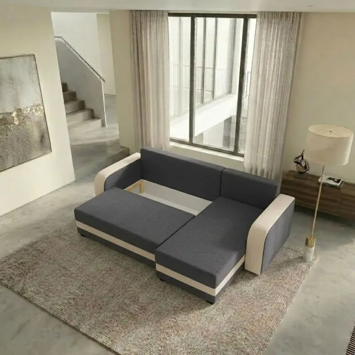 Divano letto angolare 3 posti 237x139cm reversibile grigio beige Ponza