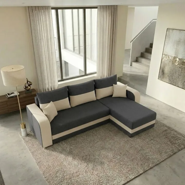 Divano letto angolare 3 posti 237x139cm reversibile grigio beige Ponza
