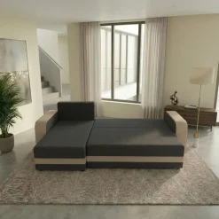 Divano letto angolare 3 posti 237x139cm reversibile grigio beige Ponza