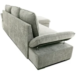 Divano letto angolare reversibile 260x148cm con vano contenitore tessuto grigio Arturo