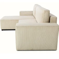 Divano letto angolare reversibile 242x155cm tessuto a coste beige Angels