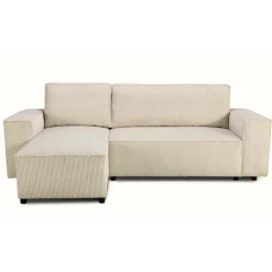 Divano letto angolare reversibile 242x155cm tessuto a coste beige Angels