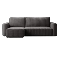 Divano letto angolare reversibile 243x142cm velluto a coste antracite Ofelia