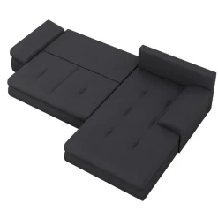 Divano letto angolare reversibile 313x215cm tessuto antracite Puffo