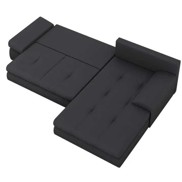 Divano letto angolare reversibile 313x215cm tessuto antracite Puffo