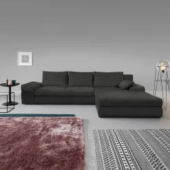 Divano letto angolare reversibile 313x215cm tessuto antracite Puffo