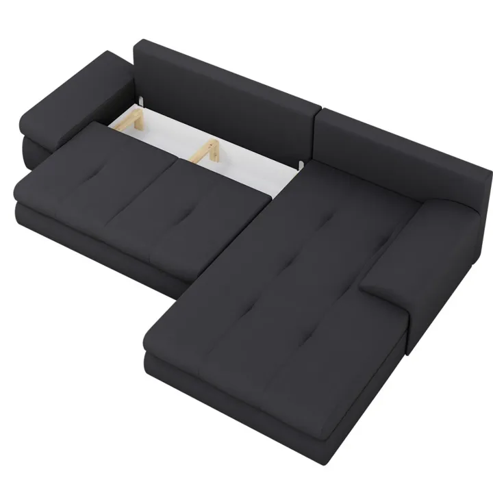 Divano letto angolare reversibile 313x215cm tessuto antracite Puffo