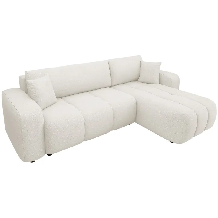 Divano letto angolare reversibile 3 posti 244x145cm con contenitore tessuto beige Orama