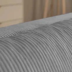 Divano letto angolare reversibile 4 posti 285x188cm con contenitore tessuto velluto a coste grigio Soft