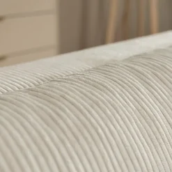 Divano letto angolare reversibile 4 posti 285x188cm con contenitore tessuto velluto a coste beige Soft