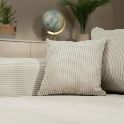 Divano letto angolare reversibile 4 posti 285x188cm con contenitore tessuto velluto a coste beige Soft