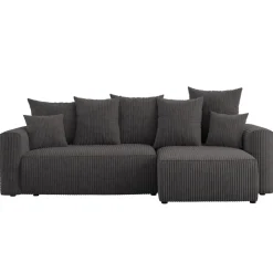 Divano letto angolare reversibile 238x142cm velluto a coste antracite Scintilla