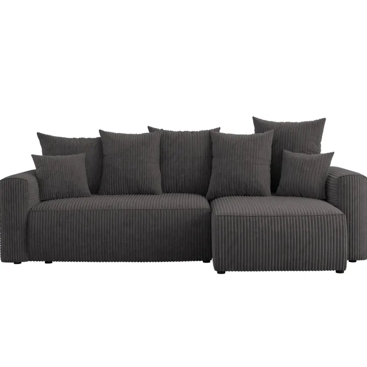 Divano letto angolare reversibile 238x142cm velluto a coste antracite Scintilla