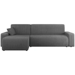 Divano letto angolare reversibile 3 posti 244x145cm con contenitore a coste antracite Slurp